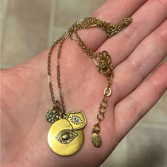 Sequin Evil Eye Charm Necklace - Picture 2 of 4